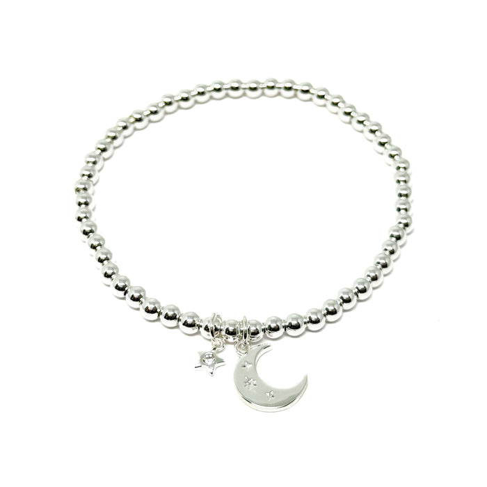 Clementine Harwin Moon & Star Bracelet - Silver