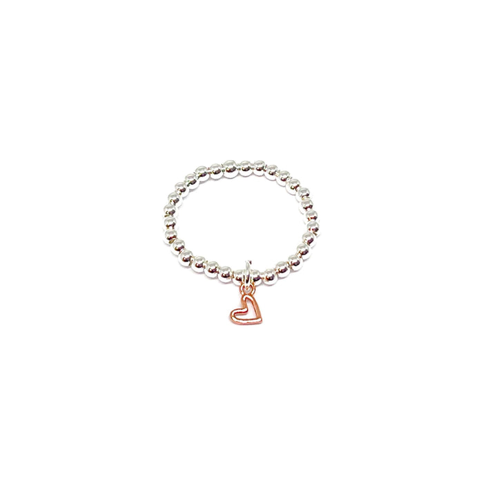 Clementine Rachel Open Heart Charm Ring - Rose Gold