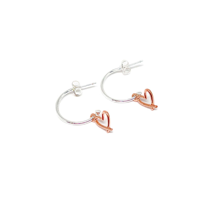 Clementine Cora Heart Earrings - Rose Gold