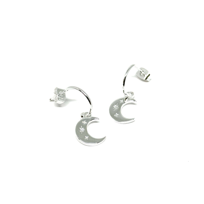 Clementine Harwin Moon Earrings - Silver