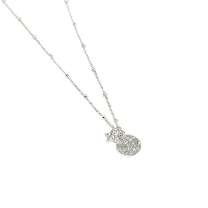 Clementine Lumi Disc Circle Silver Necklace
