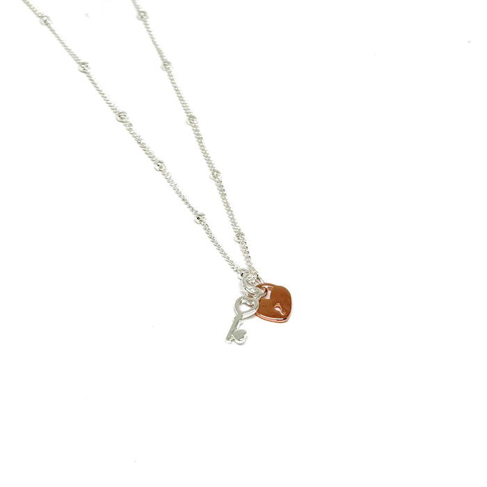 Clementine Kiko Lock & Key Necklace - Rose Gold