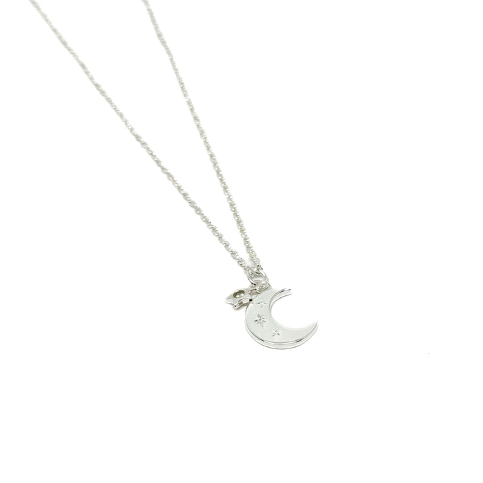 Clementine Harwin Moon & Star Necklace - Silver