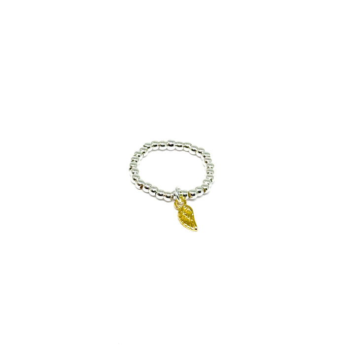 Clementine Rachel Angel Wing Charm Ring - Gold