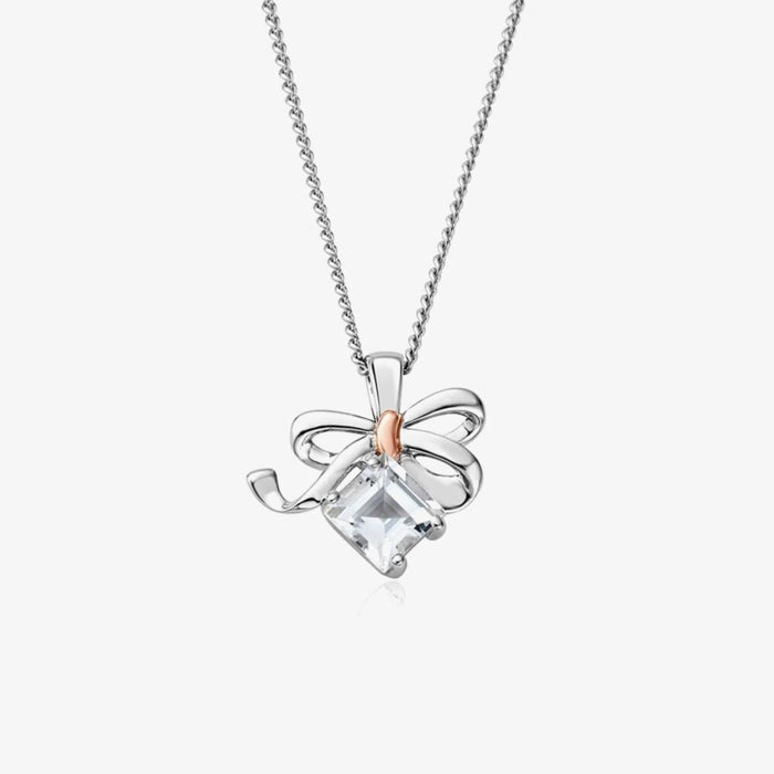Clogau Christmas Bow Silver & Rose Gold Pendant