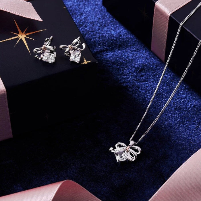 Clogau Christmas Bow Silver & Rose Gold Pendant