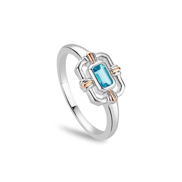 Clogau Enchanted Gateways Silver And Swiss Blue Topaz Ring