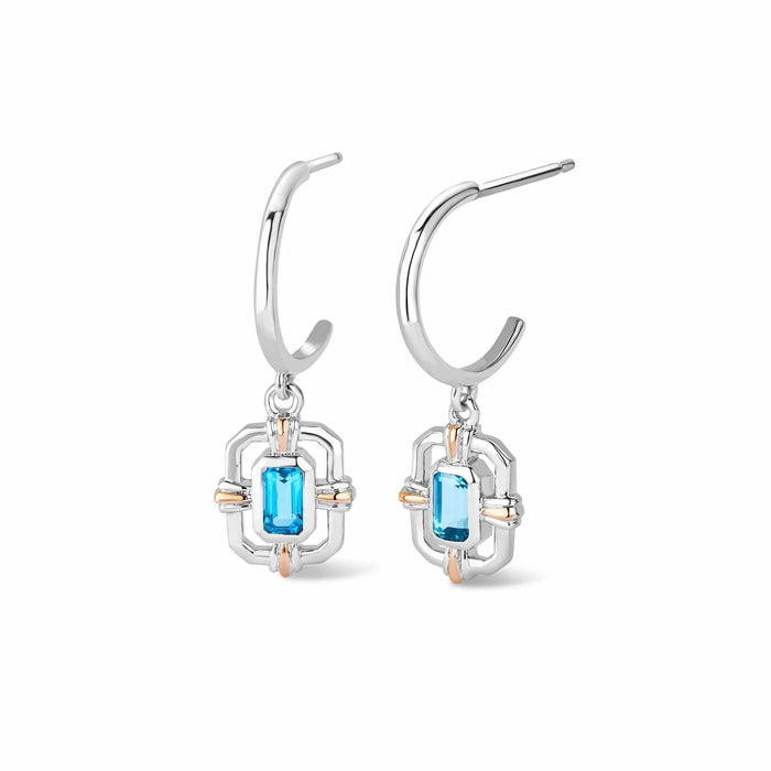 Clogau Enchanted Gateways Silver And Swiss Blue Topaz Drop Earrings