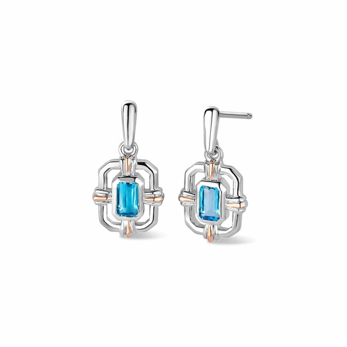 Clogau Enchanted Gateways Silver And Swiss Blue Topaz Stud Earrings
