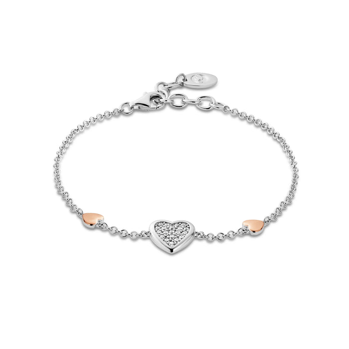 Clogau Forever Yours Sterling Silver Love Heart Bracelet With Zirconia