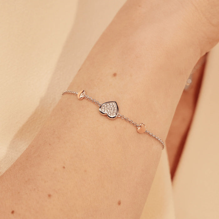 Clogau Forever Yours Sterling Silver Love Heart Bracelet With Zirconia