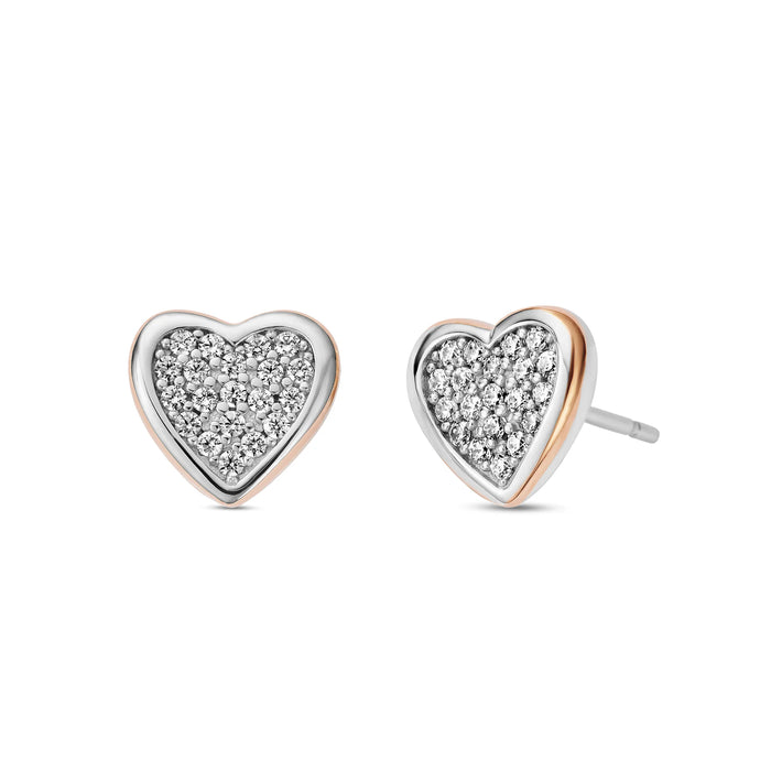 Clogau Forever Yours Sterling Silver Love Heart Earrings With Zirconia