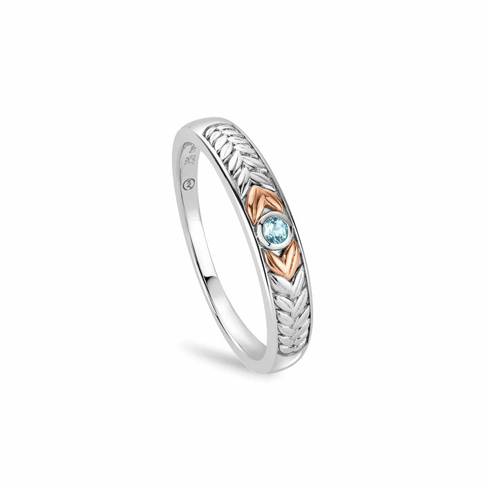 Clogau Lilibet Silver And Sky Blue Topaz Slim Channel Ring