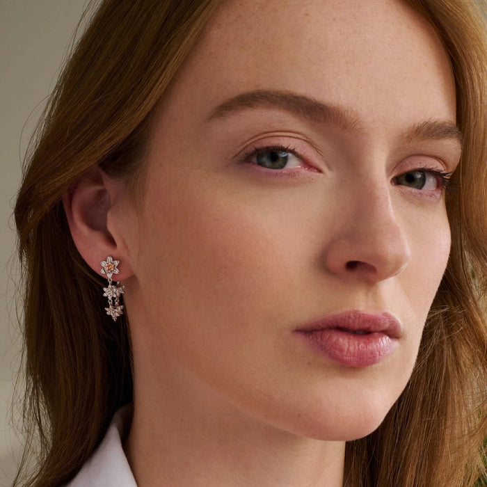 Clogau Nature's Wonder Sterling Silver Daffodil Drop-Hoop Earrings