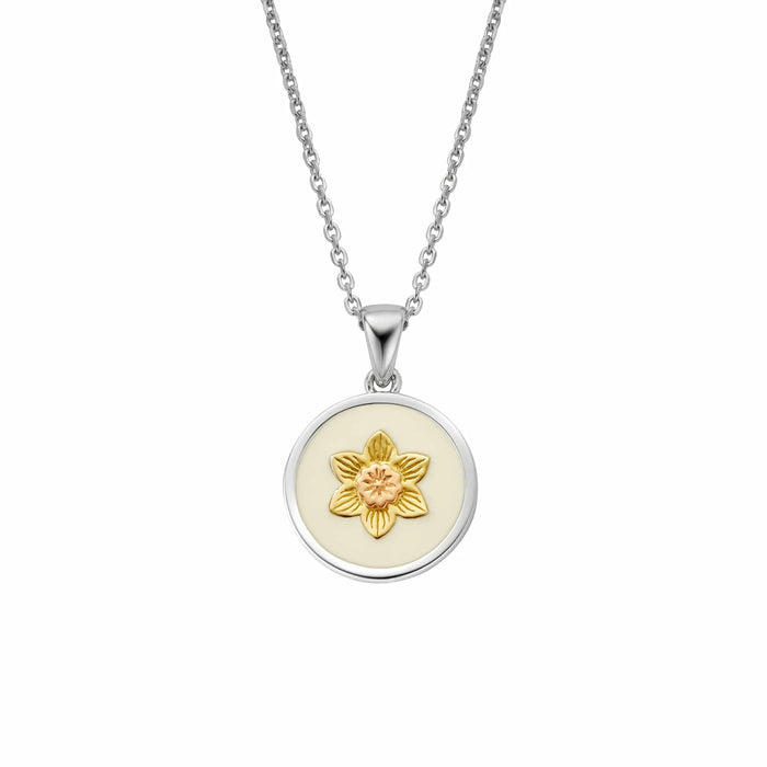 Clogau Nature's Wonder Sterling Silver Daffodil Pendant With Enamel Necklace
