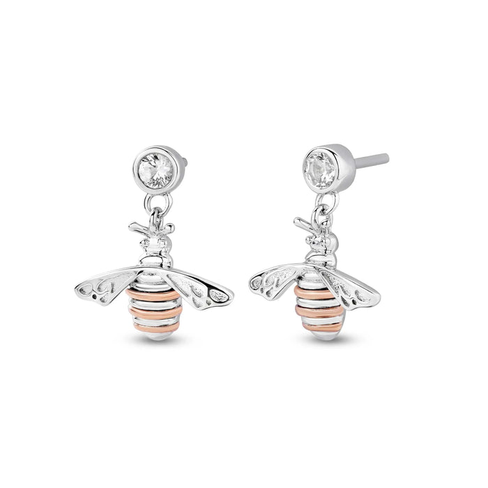 Clogau Nature's Wonder Sterling Silver Honey Bee Drop Earrings