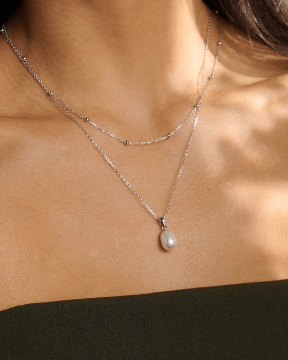 Clogau® Nature's Wonder Sterling Silver Beachcomber Layered Necklace With Pearl