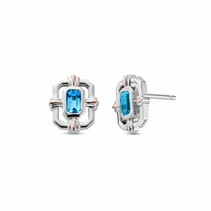 Clogau Royal Clogau® Sterling Silver Gateways Stud Earrings with Swiss Blue Topaz