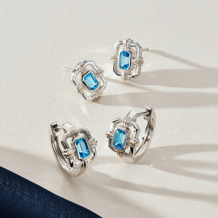 Clogau Royal Clogau® Sterling Silver Gateways Stud Earrings with Swiss Blue Topaz