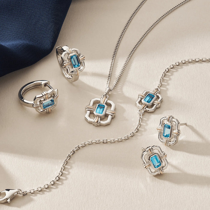Clogau Royal Clogau® Sterling Silver Gateways Stud Earrings with Swiss Blue Topaz