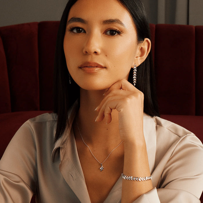 Clogau Royal Clogau® Sterling Silver Leaf T-Bar Bracelet With Swarovski® Zirconia