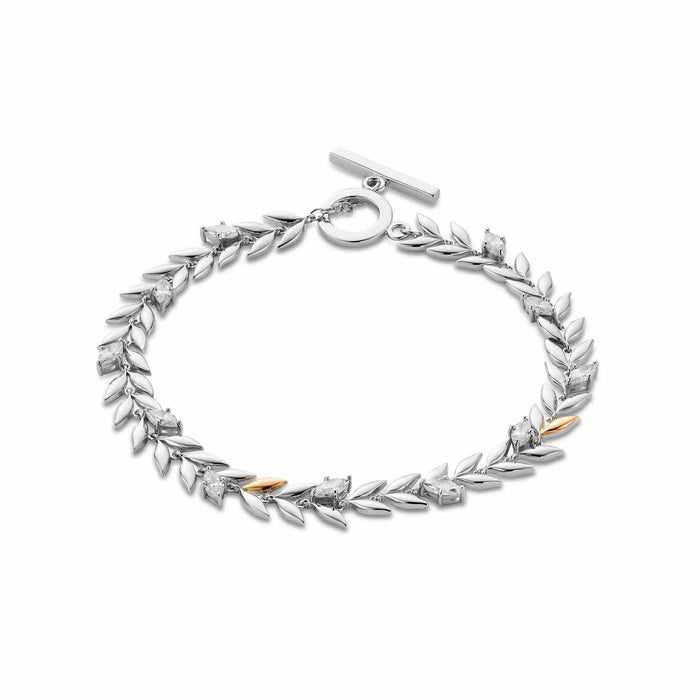Clogau Royal Clogau® Sterling Silver Leaf T-Bar Bracelet With Swarovski® Zirconia
