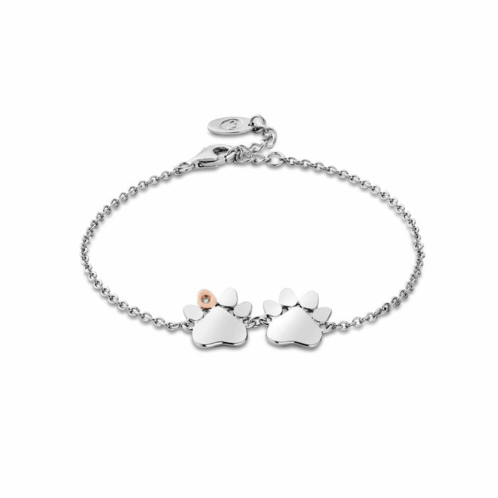 Clogau Paw Prints On My Heart Silver Double Paw Bracelet