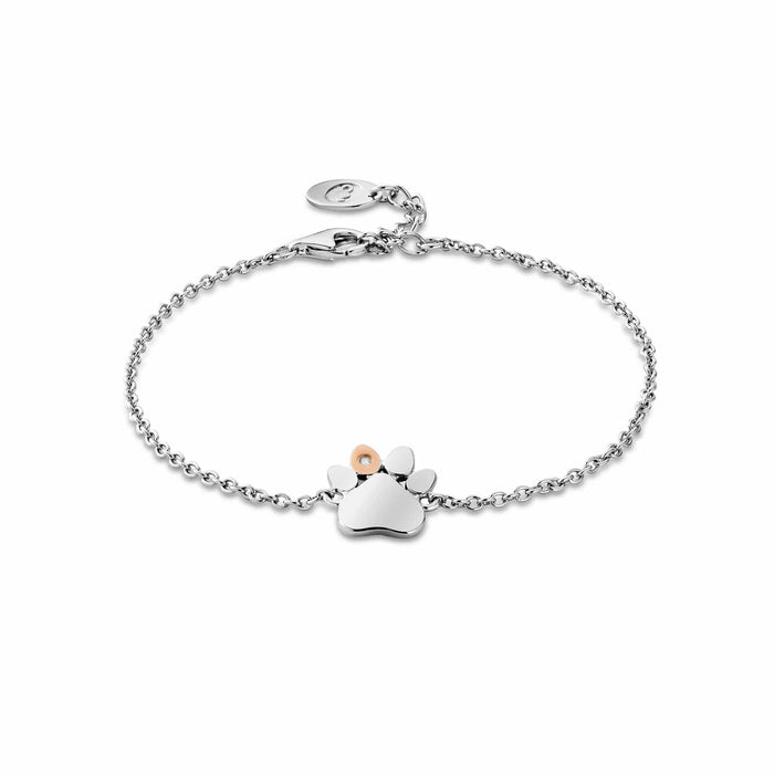 Clogau Paw Prints On My Heart Silver Single Paw Bracelet