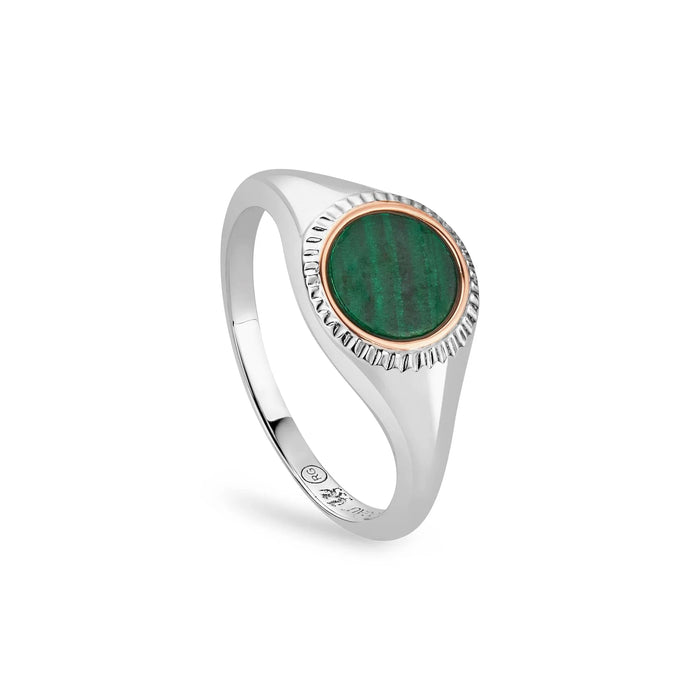 Clogau Reflections Of Padarn Silver And Malachite Circular Ring