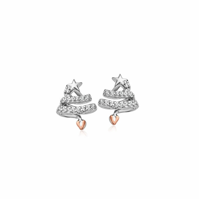 Clogau Christmas Tree Silver & Rose Gold Stud Earrings