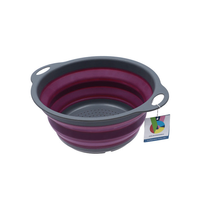 KitchenCraft Colourworks Purple Collapsible Colander with Handles