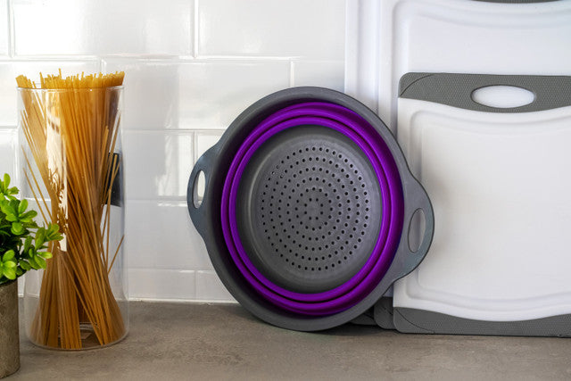 KitchenCraft Colourworks Purple Collapsible Colander with Handles