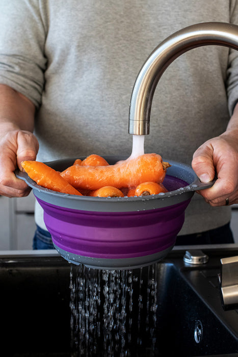KitchenCraft Colourworks Purple Collapsible Colander with Handles