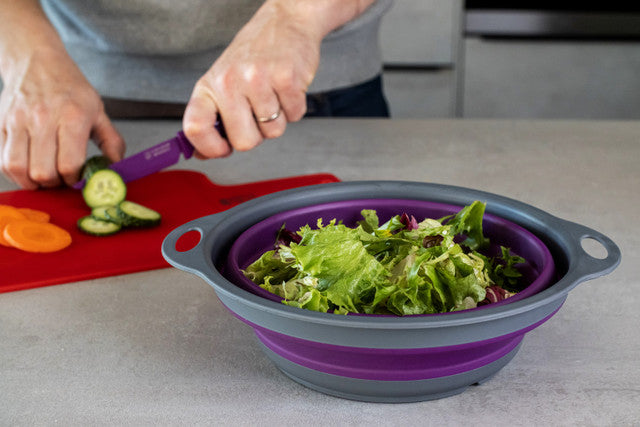 KitchenCraft Colourworks Purple Collapsible Colander with Handles