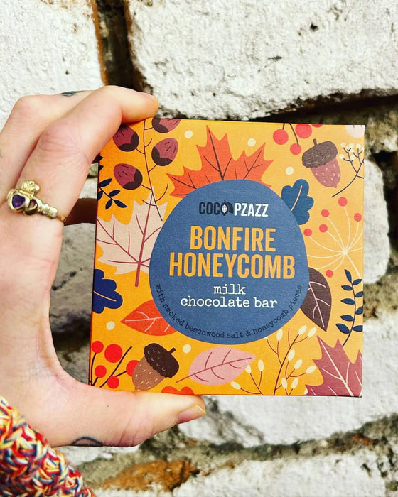 Coco Pzazz Bonfire Honeycomb Milk Chocolate Bar 80g