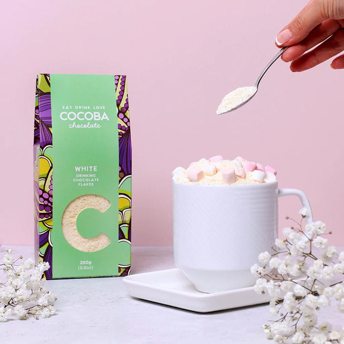 Cocoba White Drinking Chocolate Flakes