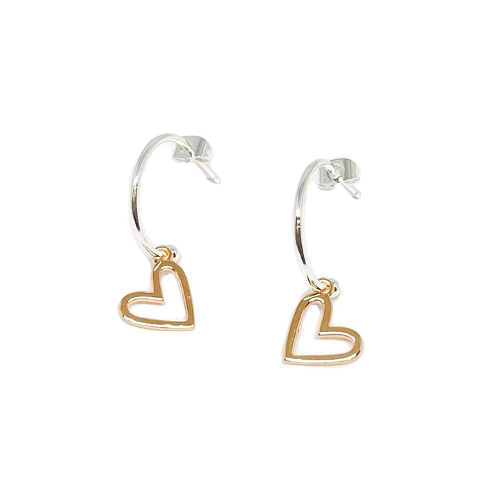 Clementine Coco Heart Sterling Silver Earrings - Rose Gold