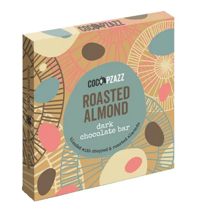 Coco Pzazz Roasted Almond Dark Chocolate Bar 80g