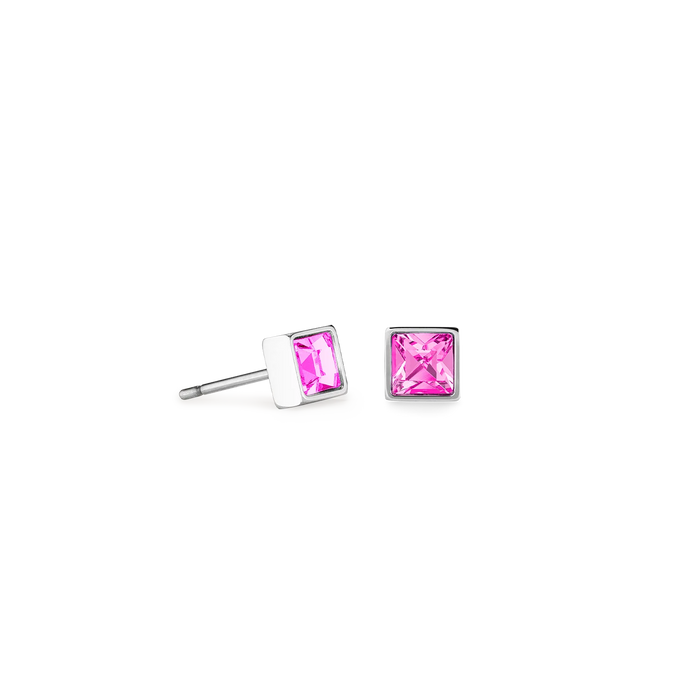 Coeur De Lion Brilliant Square Pink Earrings