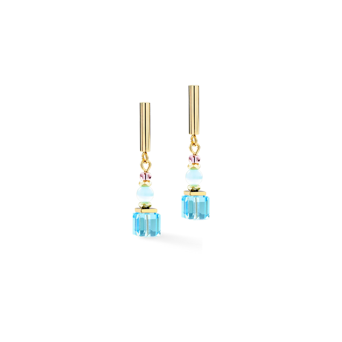 Coeur De Lion Cube Aura Pastel Gold Earrings