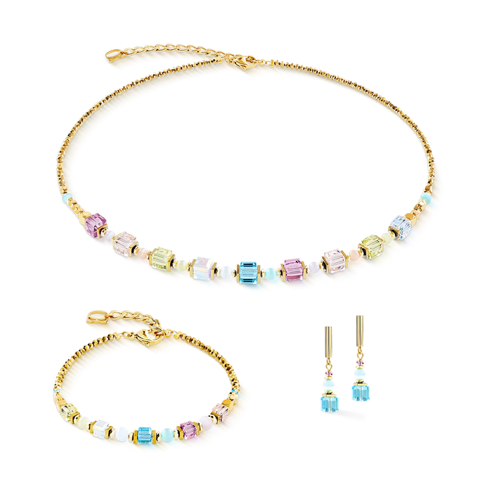 Coeur De Lion Cube Aura Pastel Gold Earrings