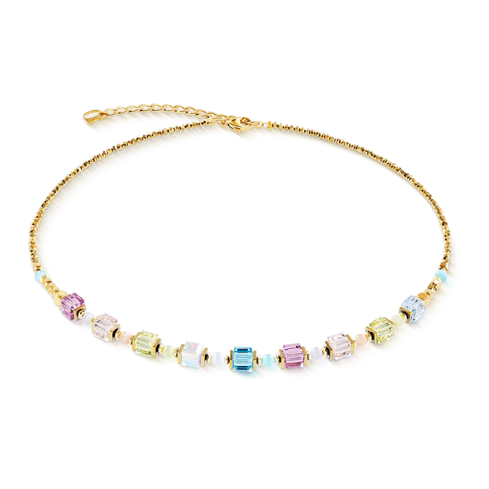 Coeur De Lion Cube Aura Pastel Gold Necklace