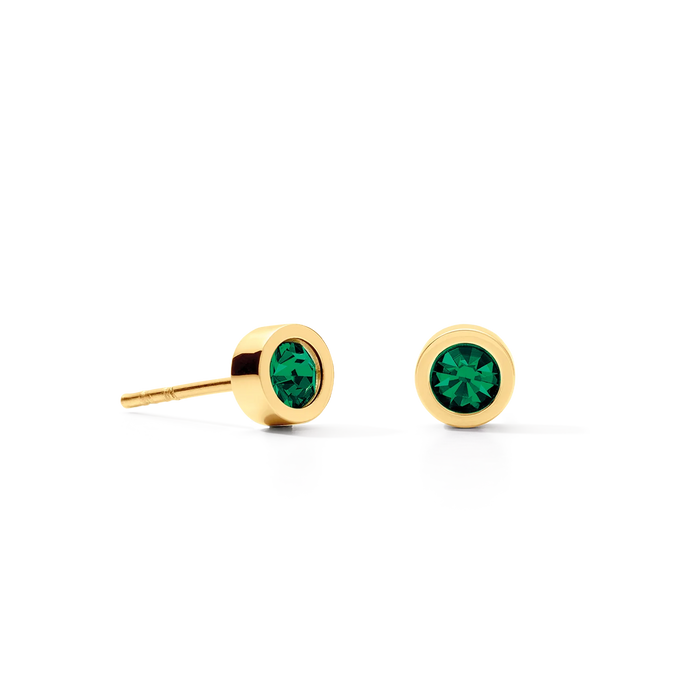 Coeur De Lion Earrings Sparkling Dot Gold Dark Green Earrings