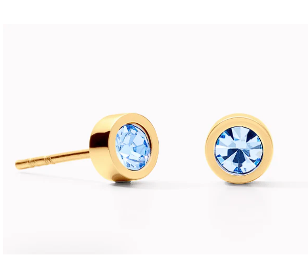 Coeur De Lion Earrings Sparkling Dot Gold Light Blue Earrings