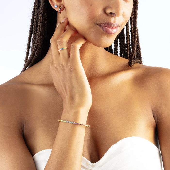 Coeur De Lion Eternal Love Hoop Mini Gold-Rainbow Earrings