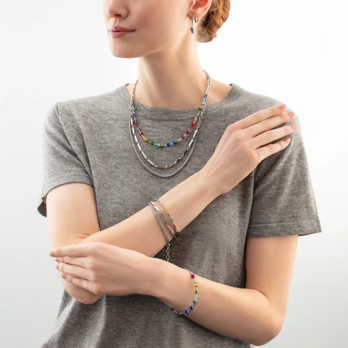 Coeur De Lion Eternal Love Hoop Mini Silver-Multicolour Earrings