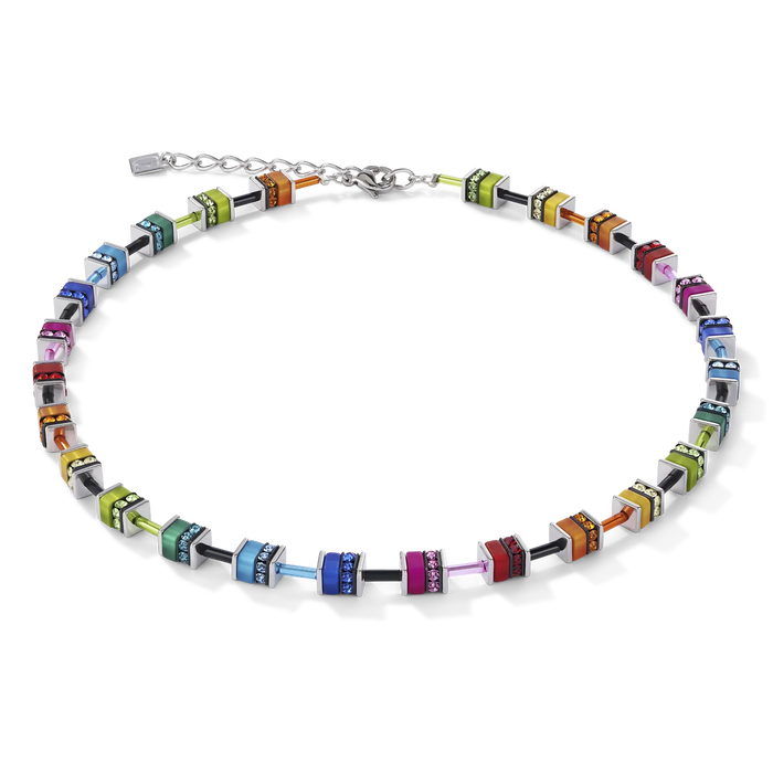 Coeur De Lion GeoCUBE® Classic Polaris & Rhinestone Multicolour Necklace