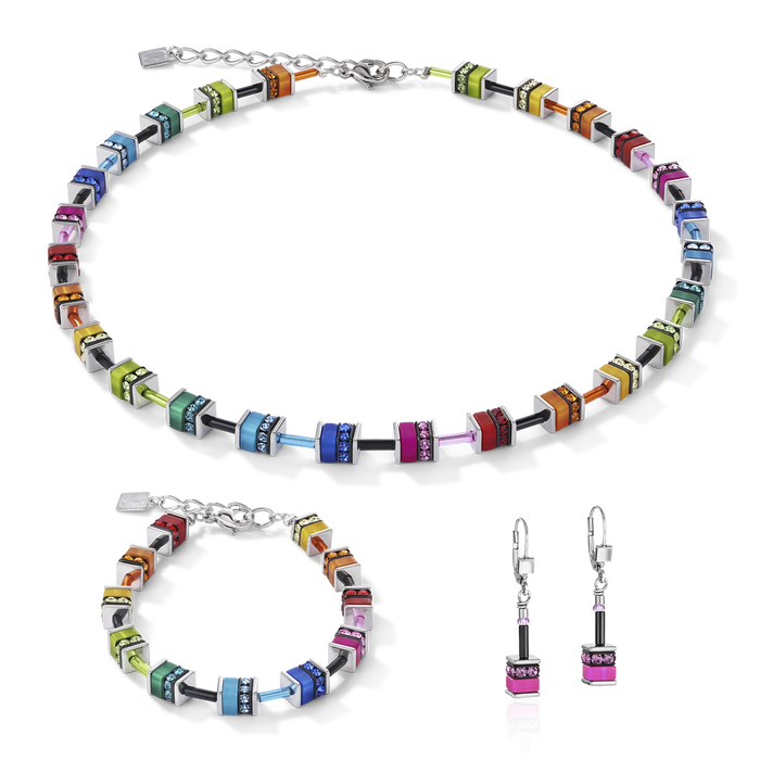 Coeur De Lion GeoCUBE® Classic Polaris & Rhinestone Multicolour Necklace