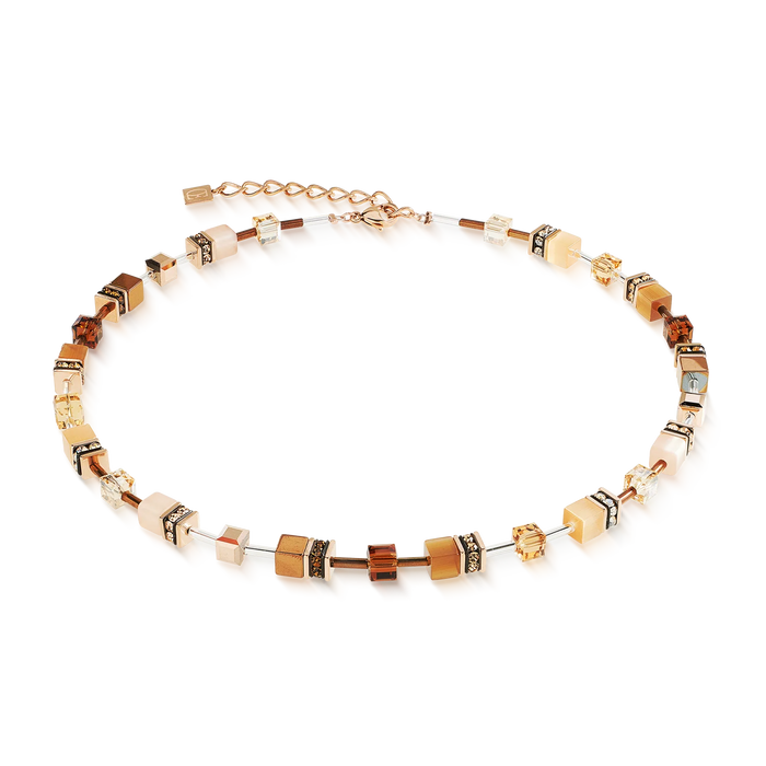 Coeur De Lion GeoCUBE® Iconic Mocha Mousse Rose Gold Necklace