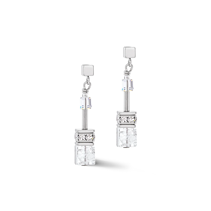 Coeur De Lion GeoCUBE® Iconic Nature Silver-White Earrings
